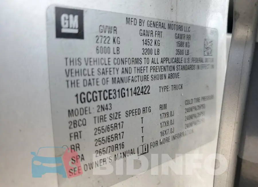 1GCGTCE31G1142422 Photo# 12