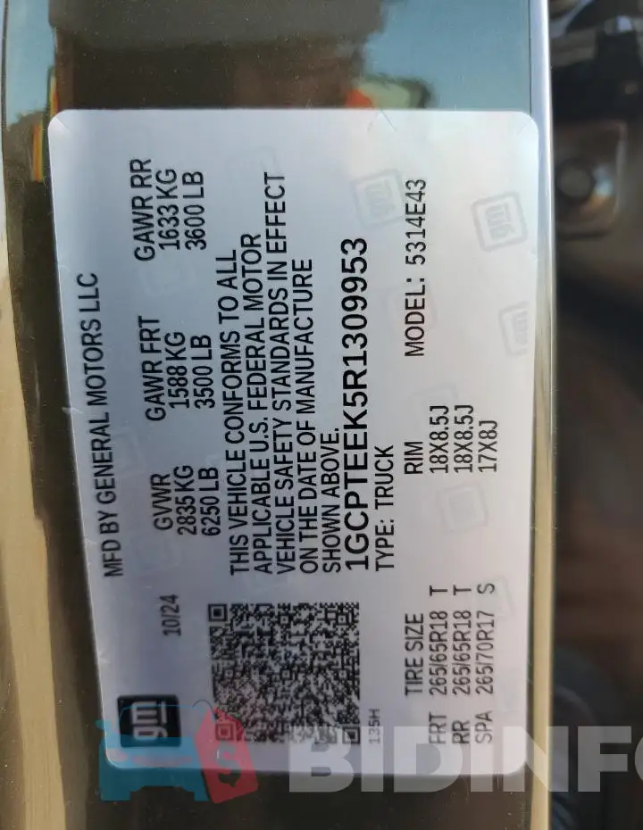 1GCPTEEK5R1309953 Photo# 13