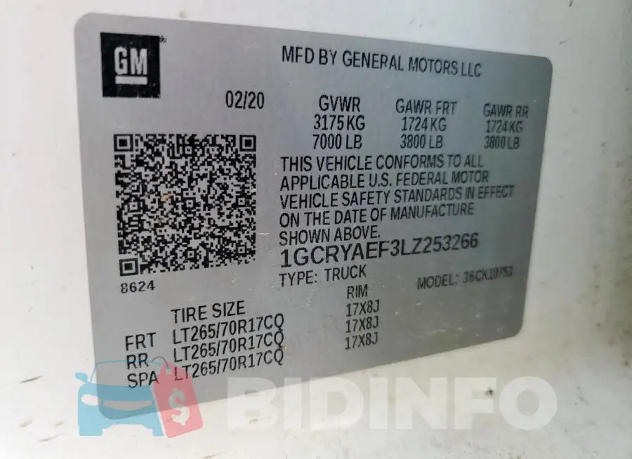 1GCRYAEF3LZ253266 Photo# 13