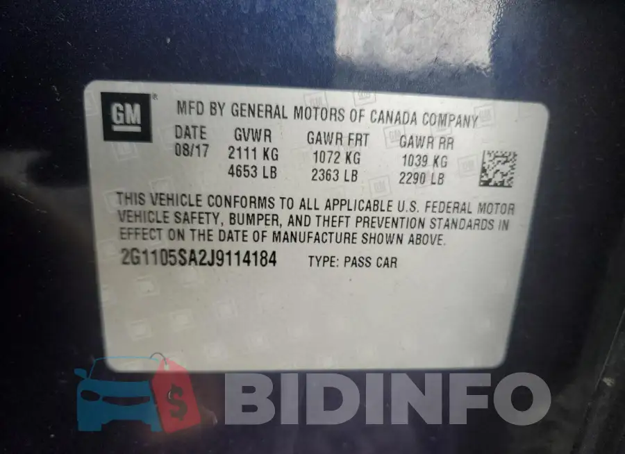 2G1105SA2J9114184 Photo# 12