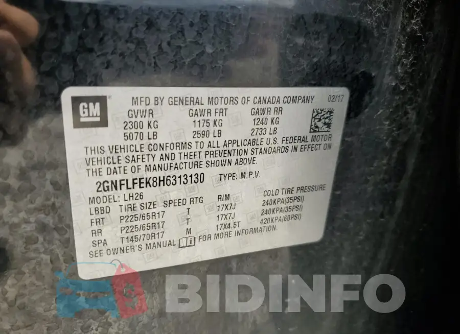 2GNFLFEK8H6313130 Photo# 13