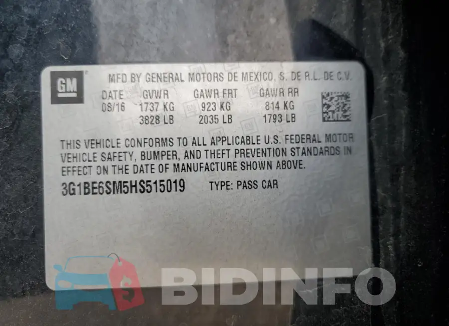3G1BE6SM5HS515019 Photo# 12