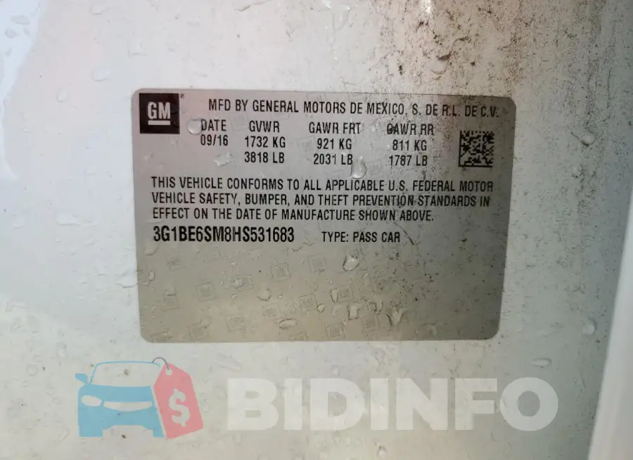 3G1BE6SM8HS531683 Photo# 13