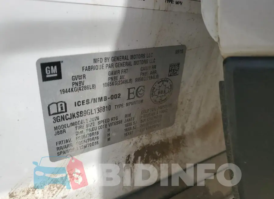 3GNCJKSB9GL138810 Photo# 13