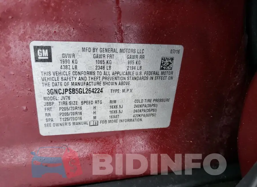 3GNCJPSB5GL264224 Photo# 13