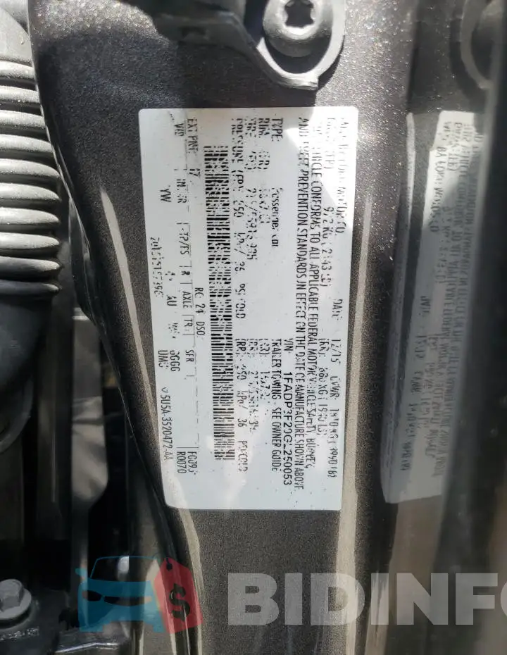 1FADP3F20GL250053 Photo# 13