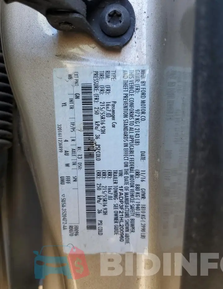 1FADP3F21HL200960 Photo# 13