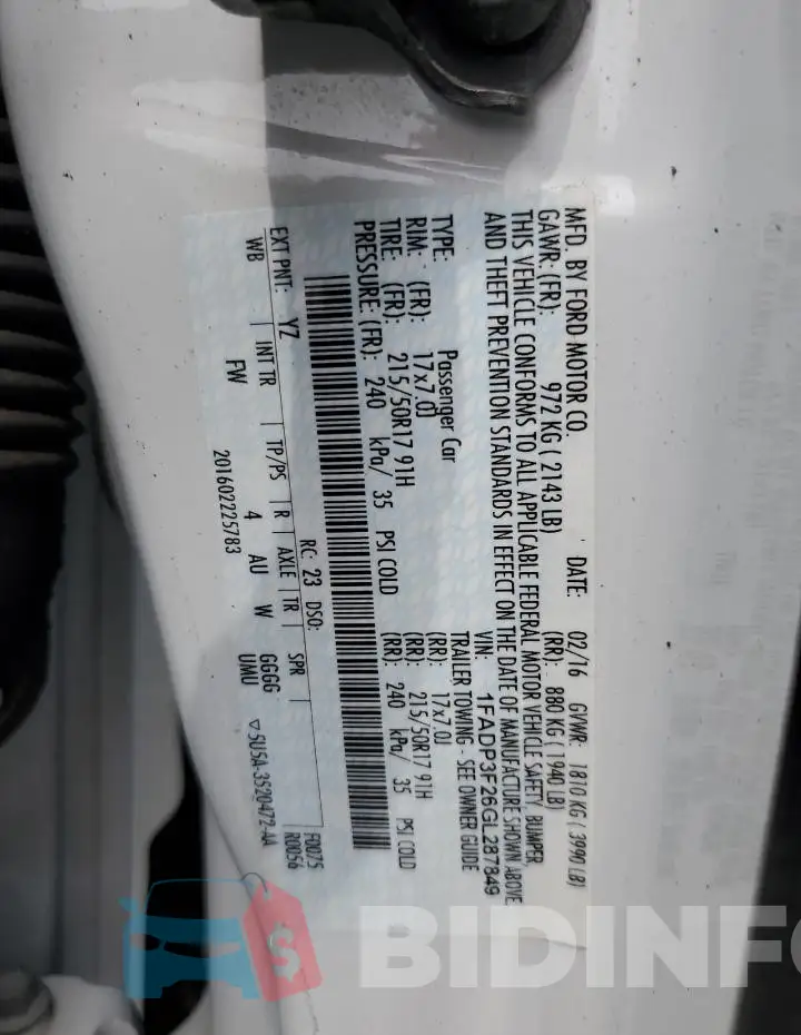 1FADP3F26GL287849 Photo# 12