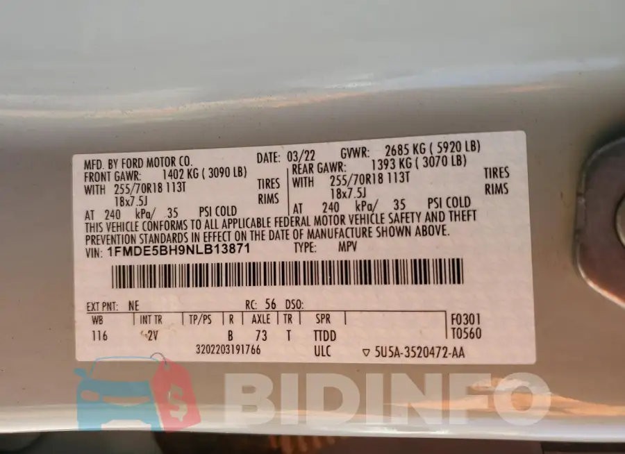 1FMDE5BH9NLB13871 Photo# 13