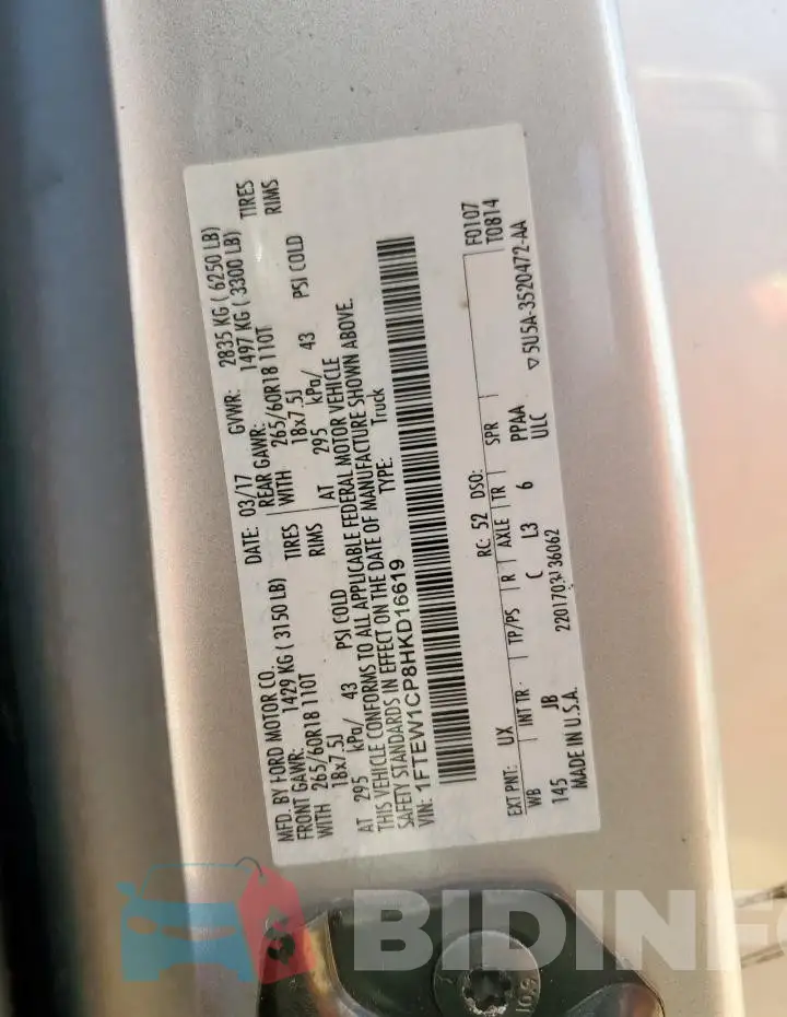 1FTEW1CP8HKD16619 Photo# 12