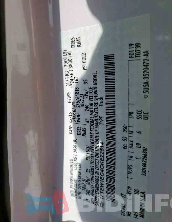 1FTEW1EG4GKE22514 Photo# 12