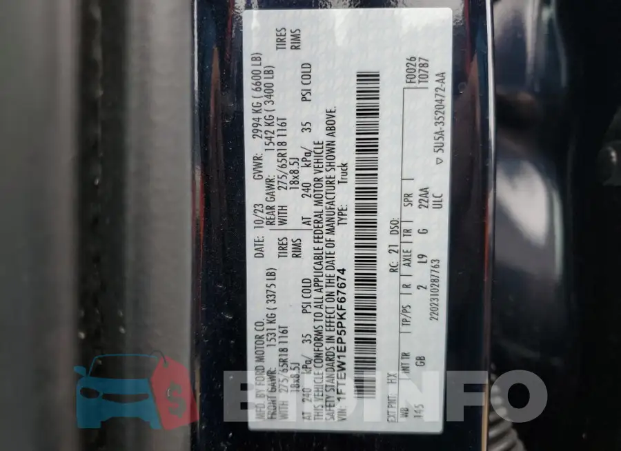 1FTEW1EP5PKF67674 Photo# 13