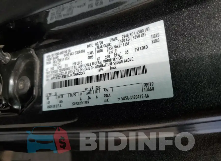 1FTEX1EB5LKD68233 Photo# 12