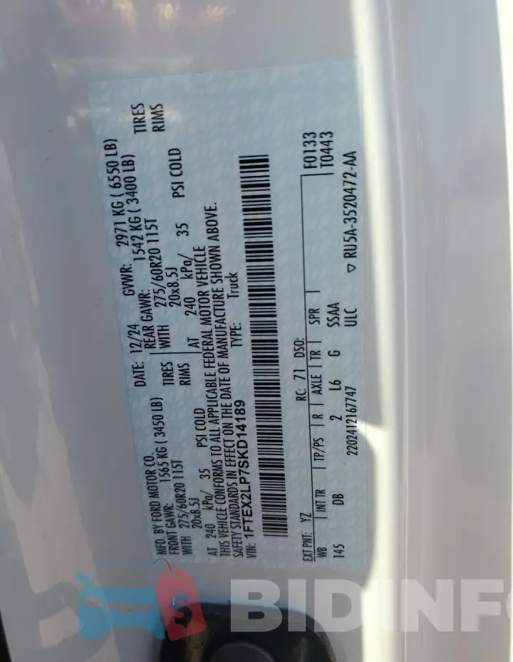 1FTEX2LP7SKD14189 Photo# 12