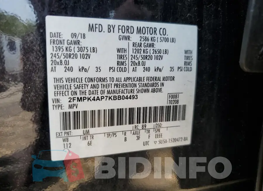2FMPK4AP7KBB04493 Photo# 13