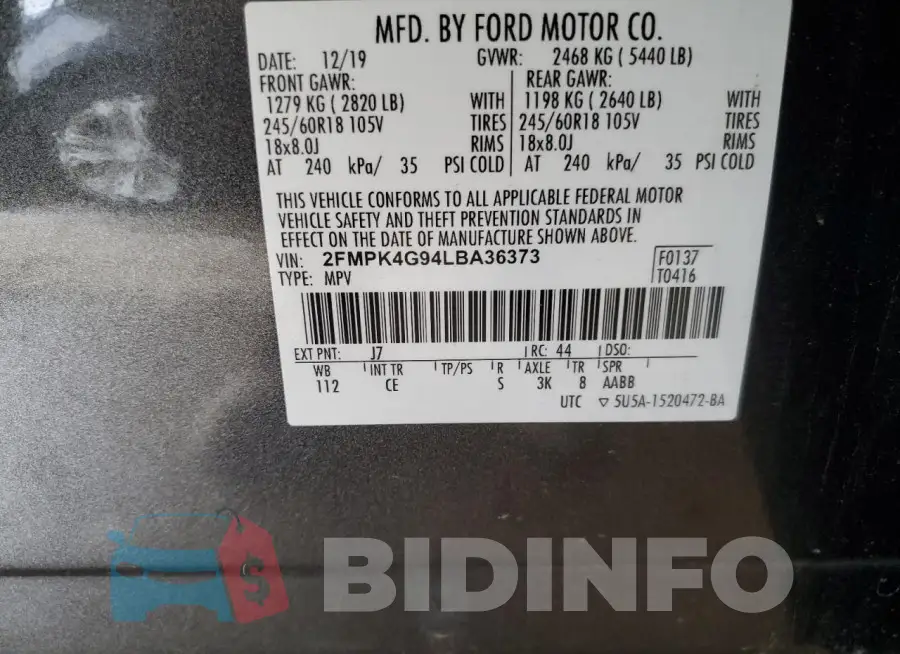 2FMPK4G94LBA36373 Photo# 14