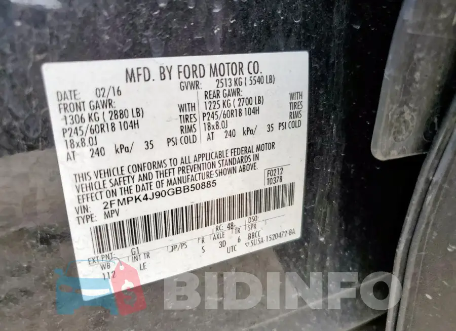 2FMPK4J90GBB50885 Photo# 12