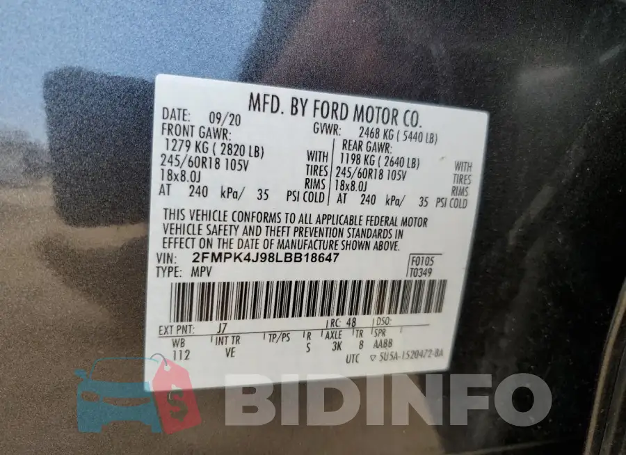 2FMPK4J98LBB18647 Photo# 13