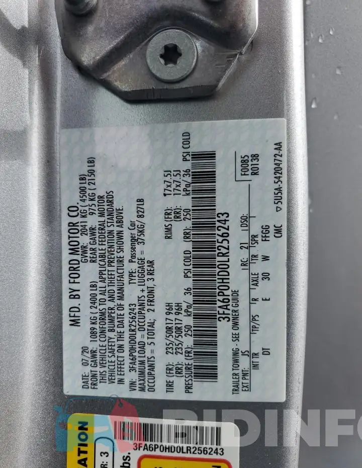 3FA6P0HD0LR256243 Photo# 12