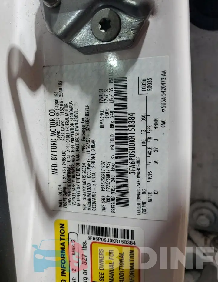 3FA6P0SU0KR158384 Photo# 12
