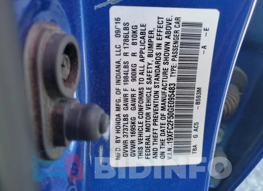 19XFC2F50GE095483 Photo# 12
