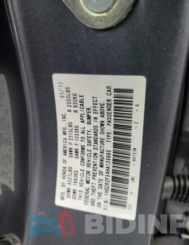 1HGCR2F54HA139685 Photo# 12