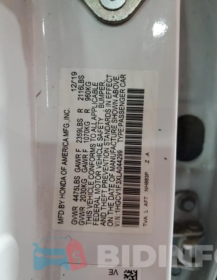 1HGCV1F3XLA044299 Photo# 12