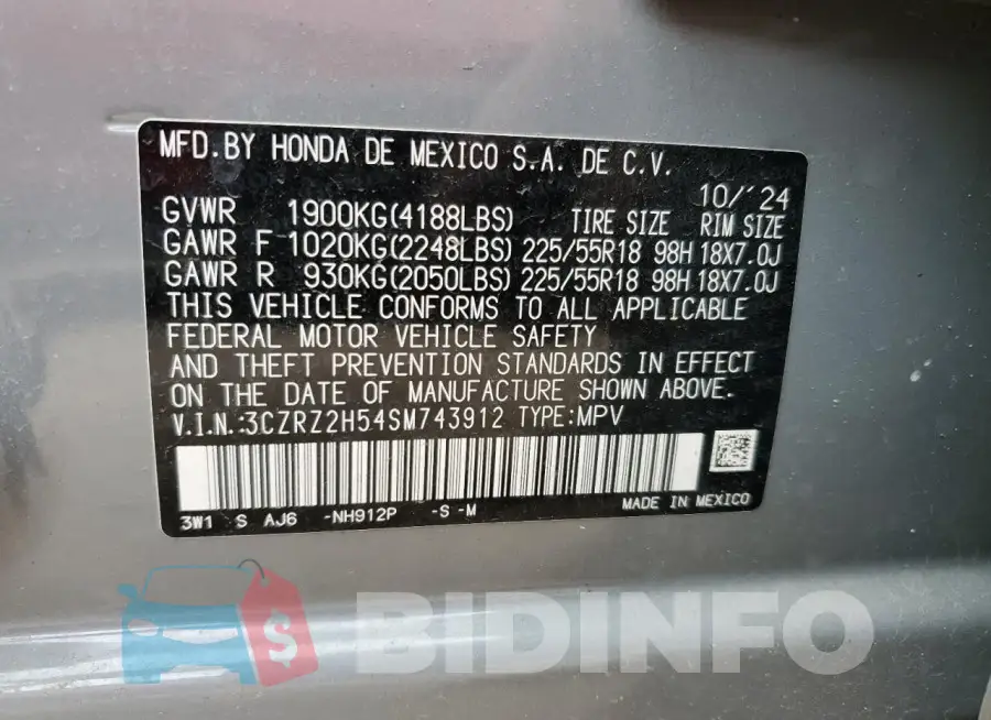 3CZRZ2H54SM743912 Photo# 12