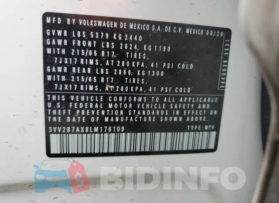 3VV2B7AX8LM176109 Photo# 14
