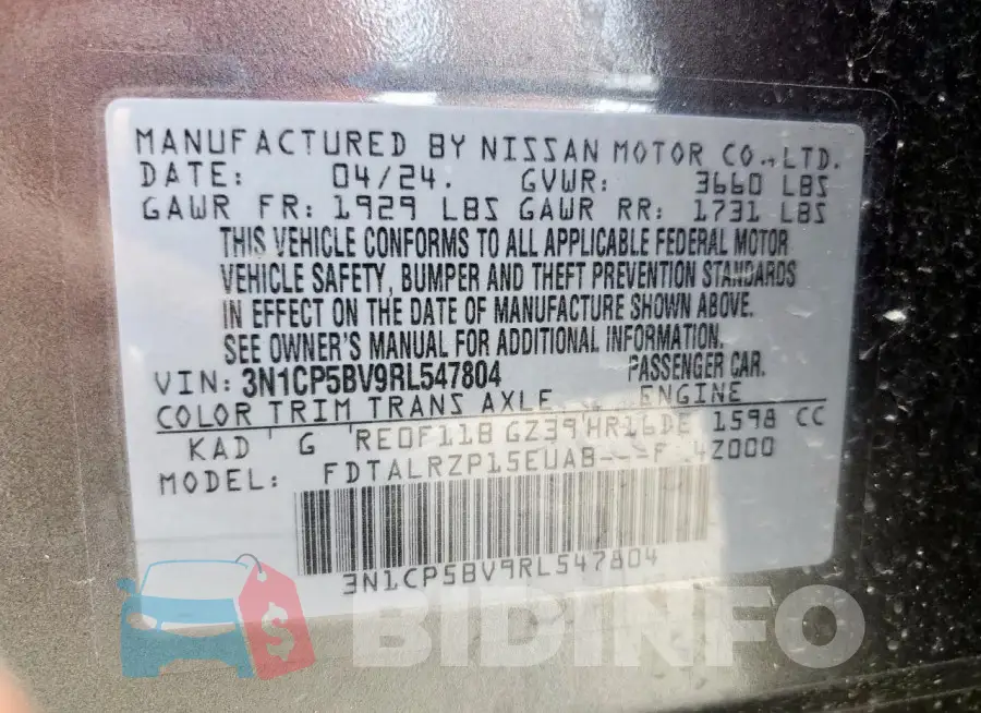 3N1CP5BV9RL547804 Photo# 14