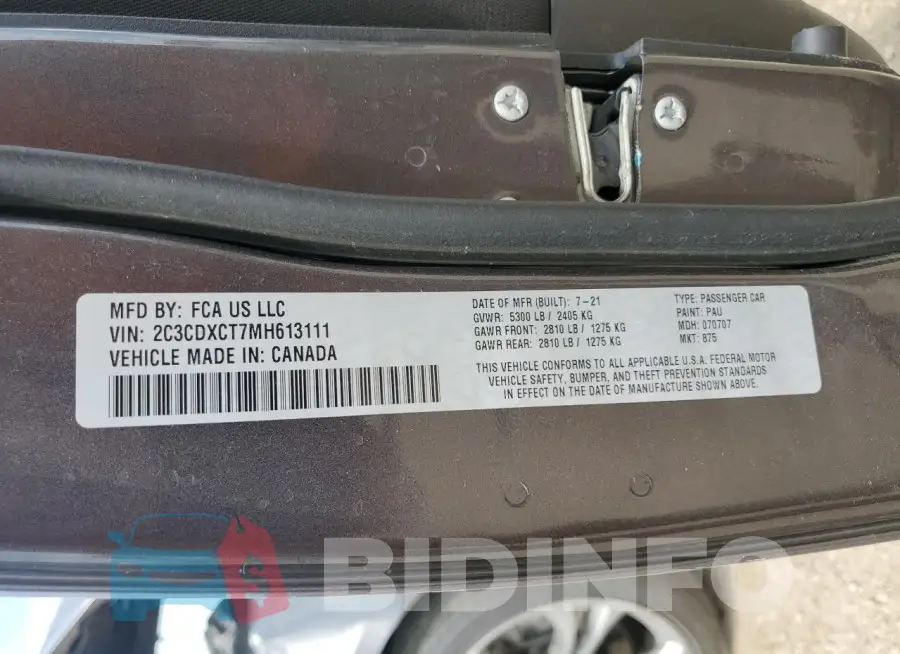 2C3CDXCT7MH613111 Photo# 13