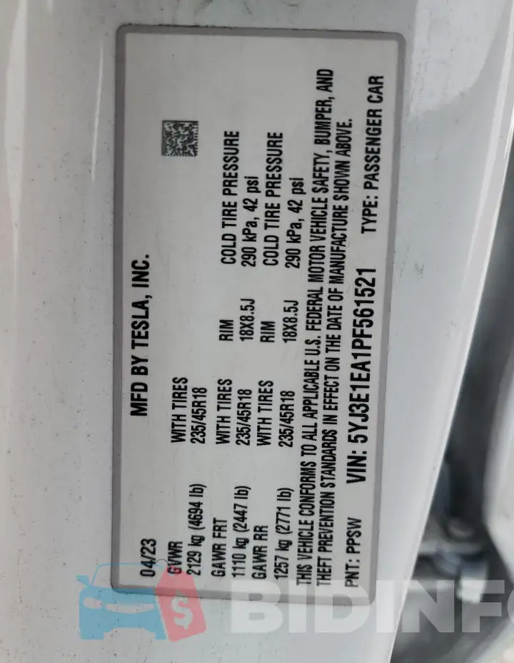 5YJ3E1EA1PF561521 Photo# 12