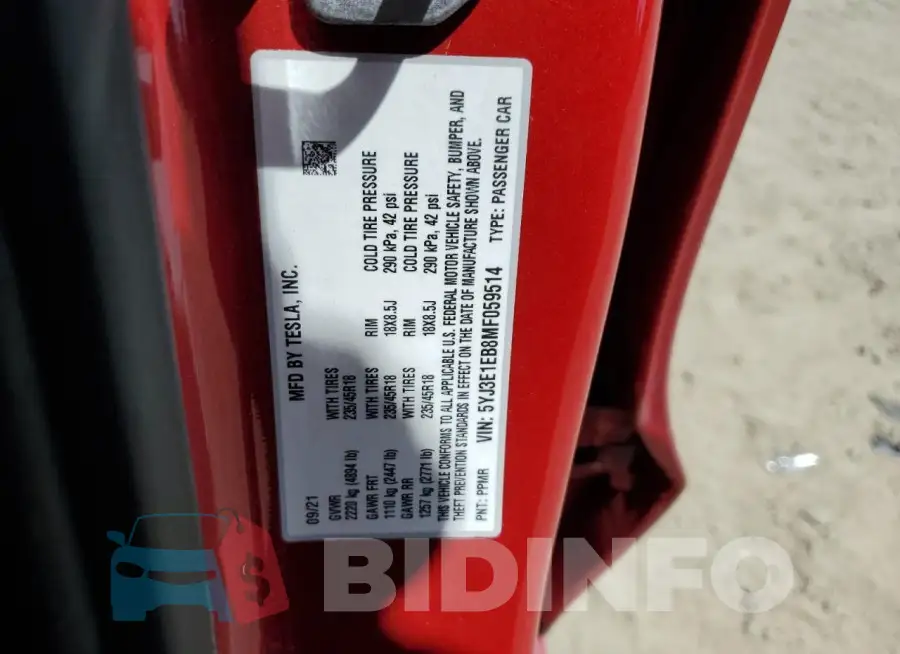 5YJ3E1EB8MF059514 Photo# 12