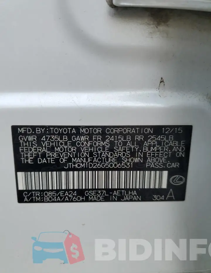 JTHCM1D26G5006531 Photo# 12