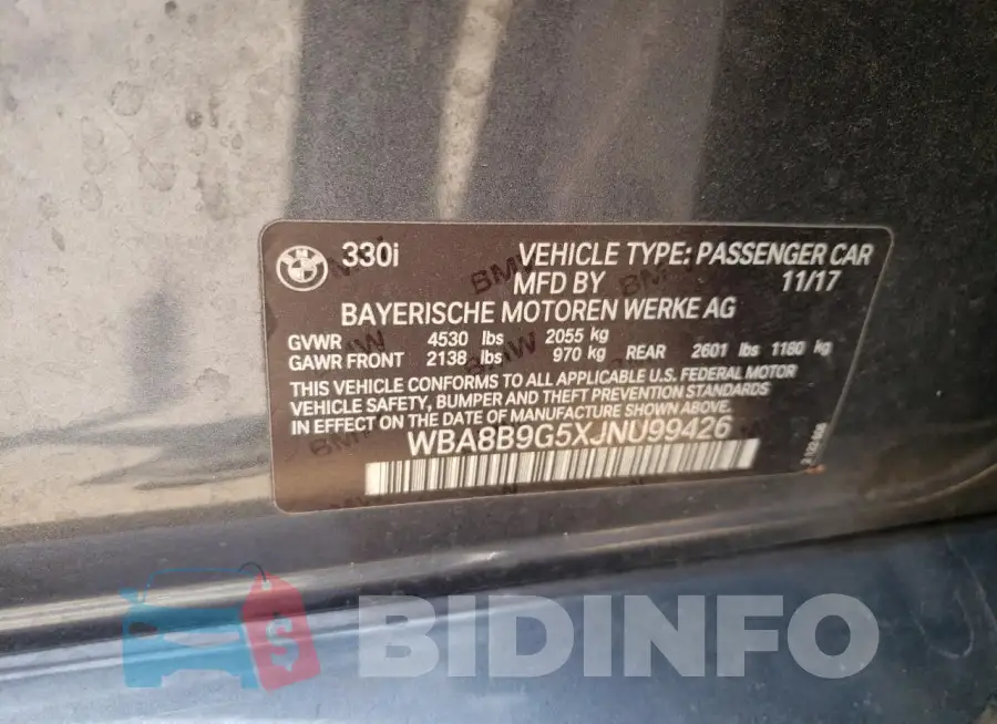 WBA8B9G5XJNU99426 Photo# 12