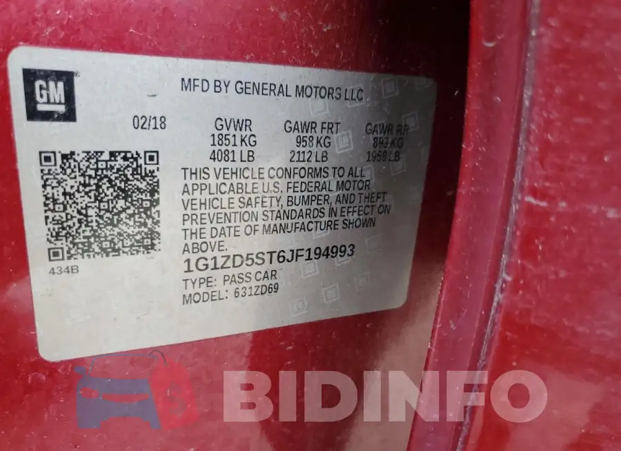 1G1ZD5ST6JF194993 Photo# 12