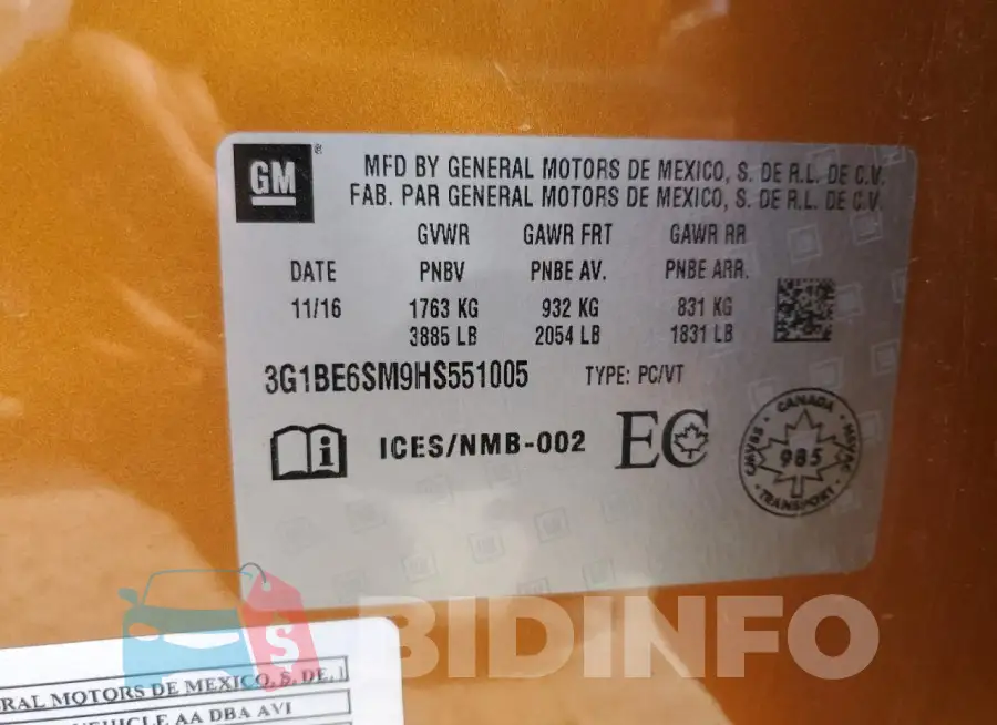 3G1BE6SM9HS551005 Photo# 12