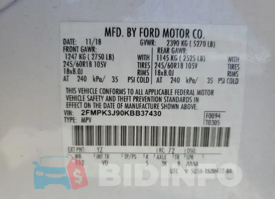 2FMPK3J90KBB37430 Photo# 14