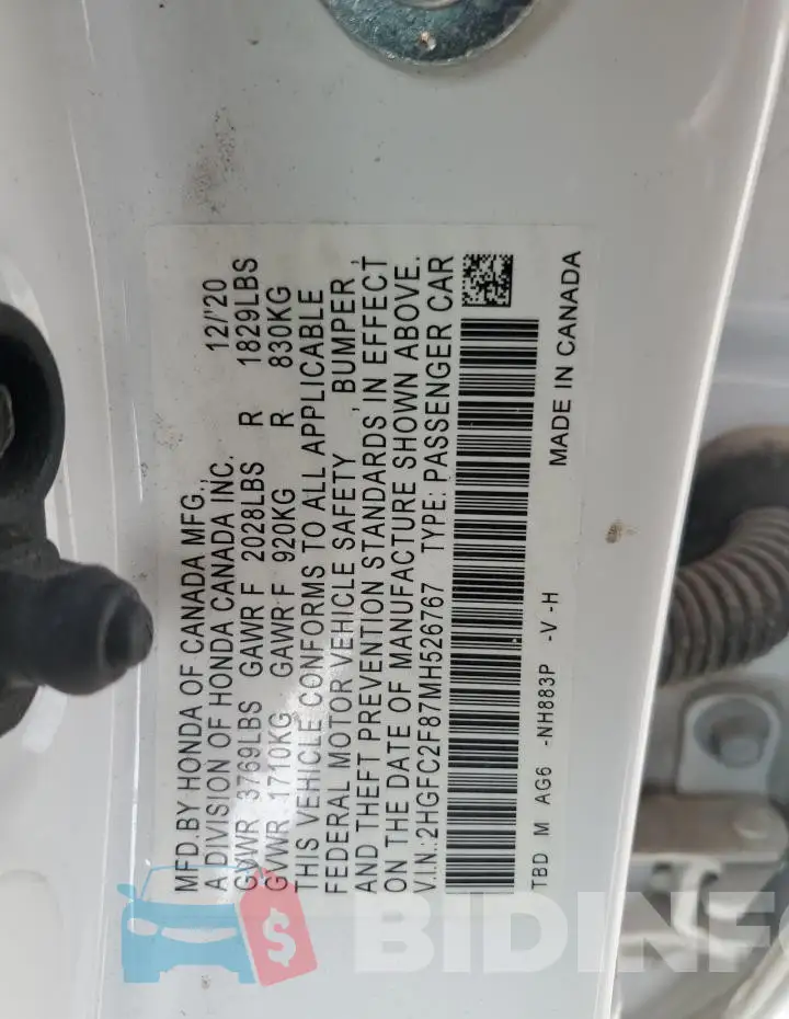 2HGFC2F87MH526767 Photo# 13