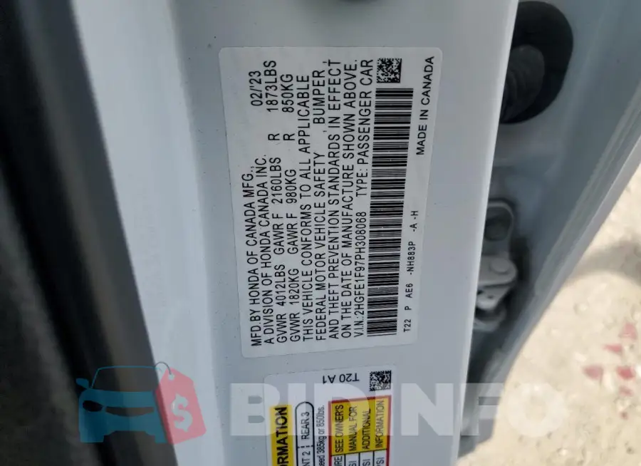 2HGFE1F97PH308068 Photo# 12