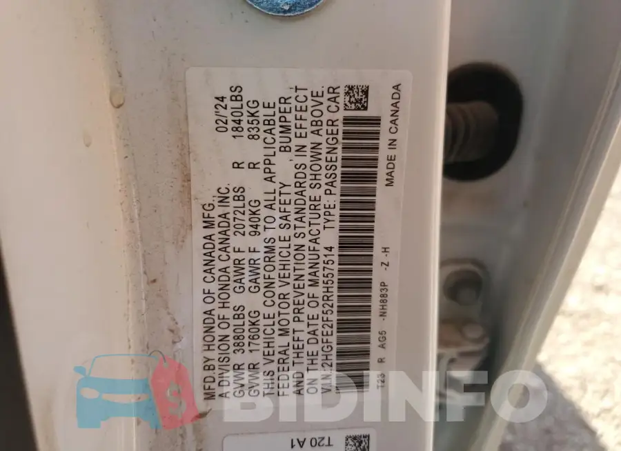 2HGFE2F52RH557514 Photo# 12