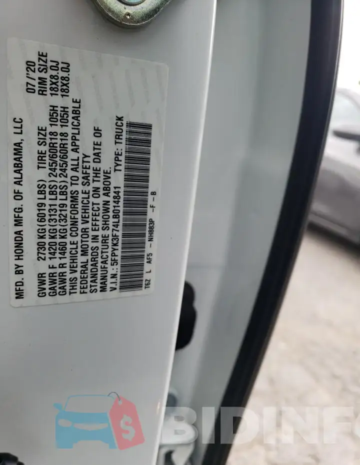 5FPYK3F74LB014841 Photo# 12