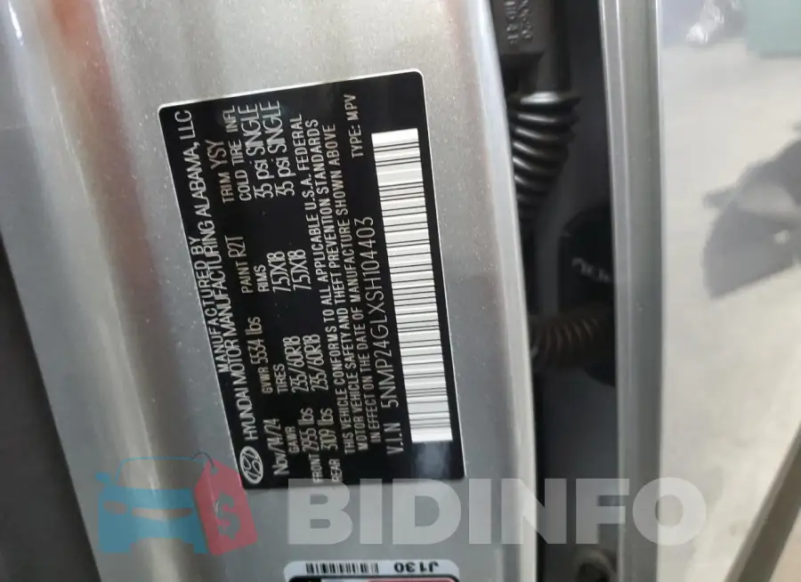 5NMP24GLXSH104403 Photo# 14