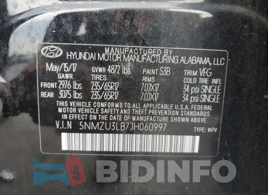5NMZU3LB7JH060997 Photo# 13