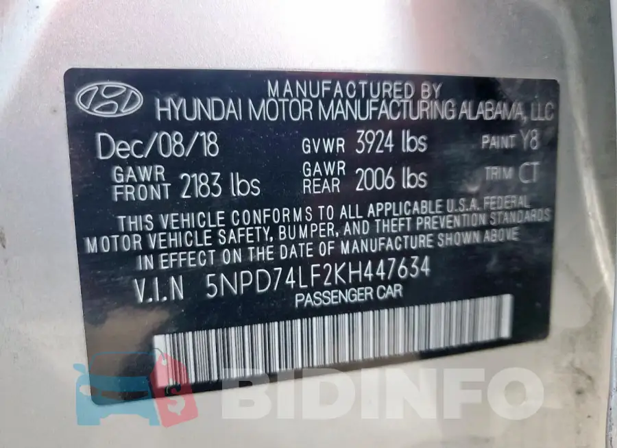 5NPD74LF2KH447634 Photo# 12