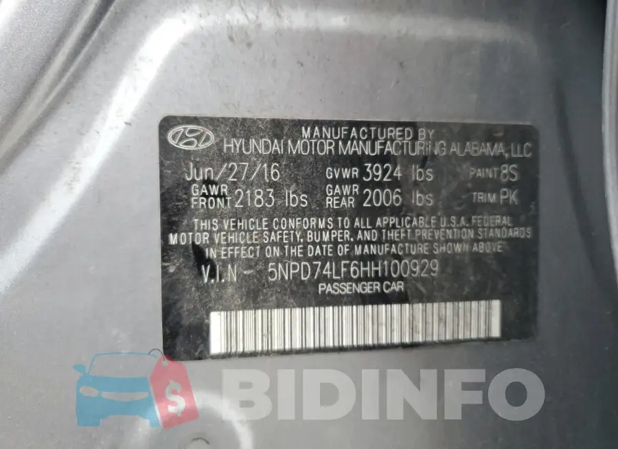 5NPD74LF6HH100929 Photo# 12