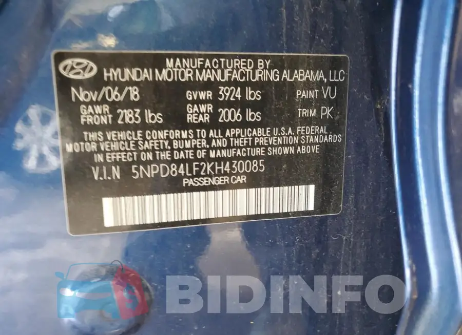 5NPD84LF2KH430085 Photo# 12