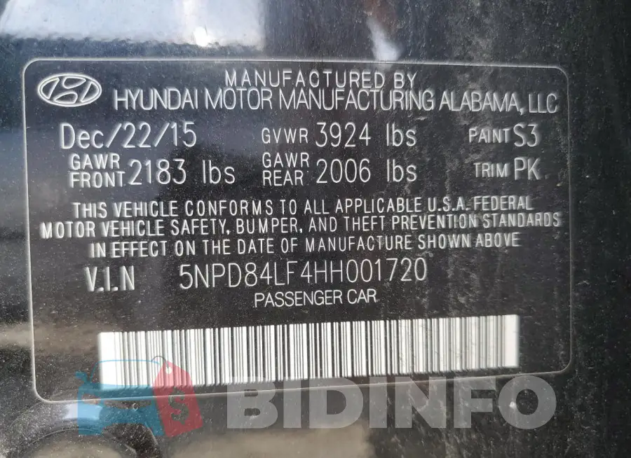 5NPD84LF4HH001720 Photo# 12