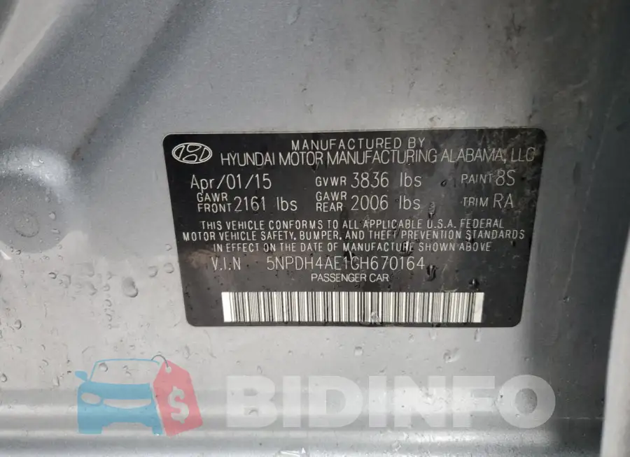 5NPDH4AE1GH670164 Photo# 12