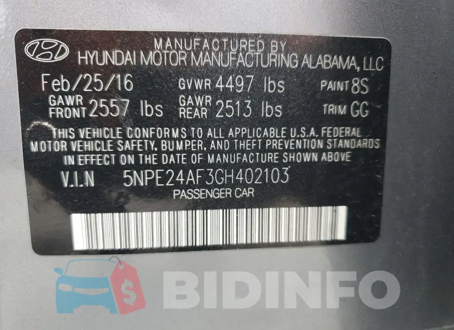5NPE24AF3GH402103 Photo# 13